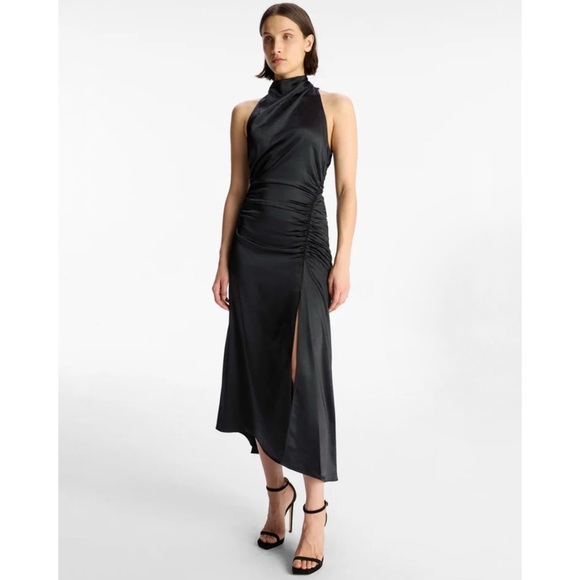 A.L.C.'s Signature Collection Inez satin midi Dress black size 10 NEW - Picture 1 of 10